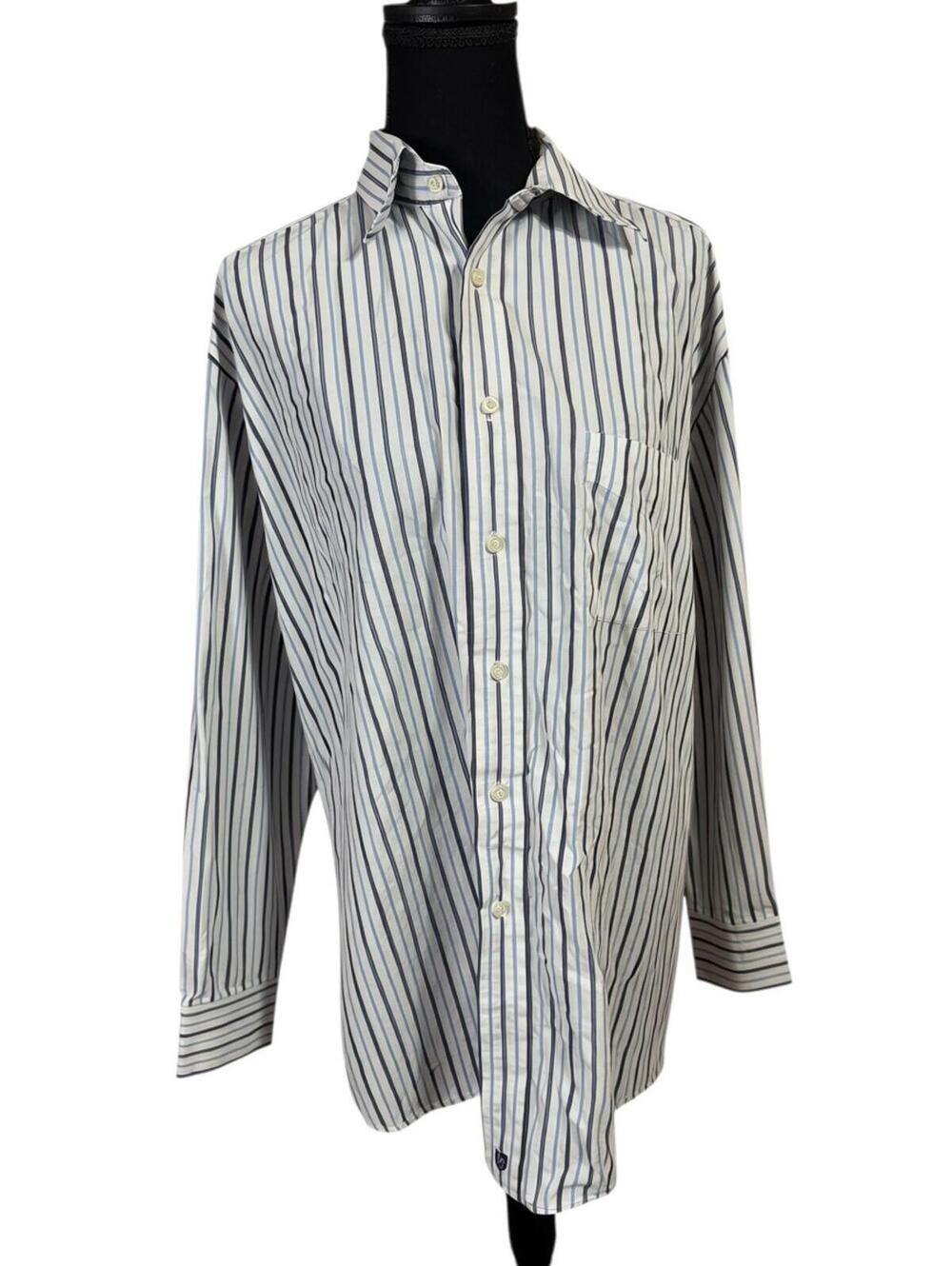 Henry Jacobson Blue and White Striped Long Sleeve Dress